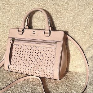 kate spade Pale Pink Perforated Leather Satchel with Gold Hardware